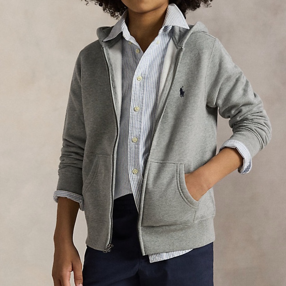 Polo Ralph Lauren Fleece Full Zip Hoodie Kids Gray Size 7